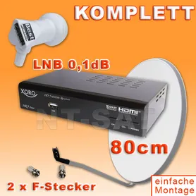 Komplette Anlage mit HD Receiver Xoro HRS 8530