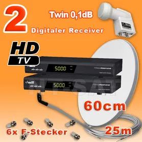Komplettanlage mit 2 HD Receiver Micro M150Plus HD USB