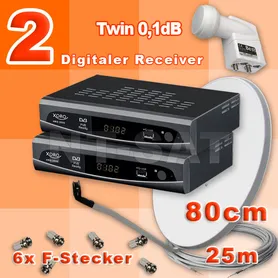 Komplett mit 2 Digital DVB-S Receiver XORO HRS 3500