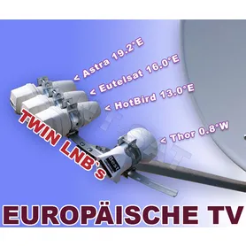 4 x LNB Twin ALPS + DiSEqC 4/1 + Multifeed + Spiegel 85cm