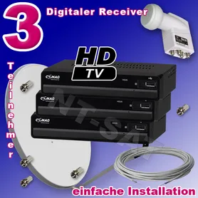 Sat Anlage mit 3 HD Receiver Comag HD25
