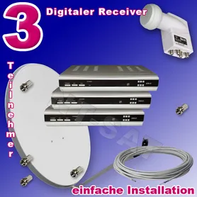 Komplettanlage mit 3 Digitaler SAT-Receiver
