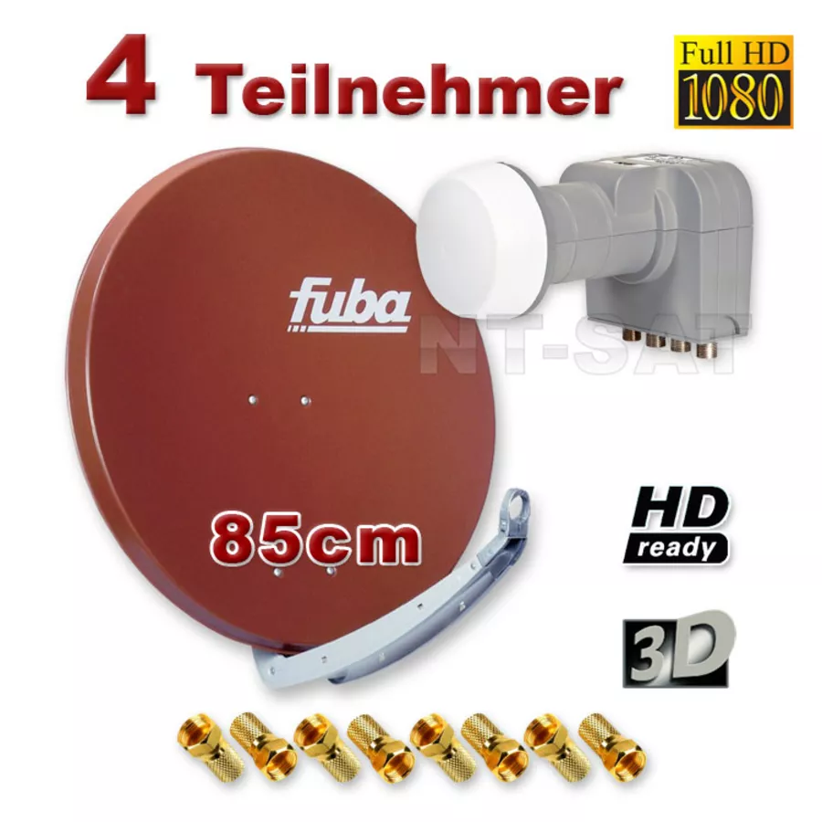 Sat Anlage 8 Teilnehmer Komplett Fuba Sat Anlage 8 Teilnehmer | DAA 780 R Satellitenschüssel 80cm Alu Rot Quattro LNB Sat Multischalter - Testergebnis: Ausgezeichnet Satellitenschüssel Komplettset