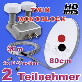 Satelliten-Set für 2 Teilnehmer mit Empfang von 2 Satelliten