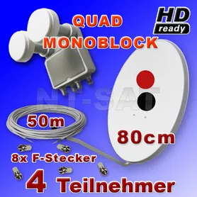 4 Teilnehmer Komplettanlage - ASTRA + HOTBIRD