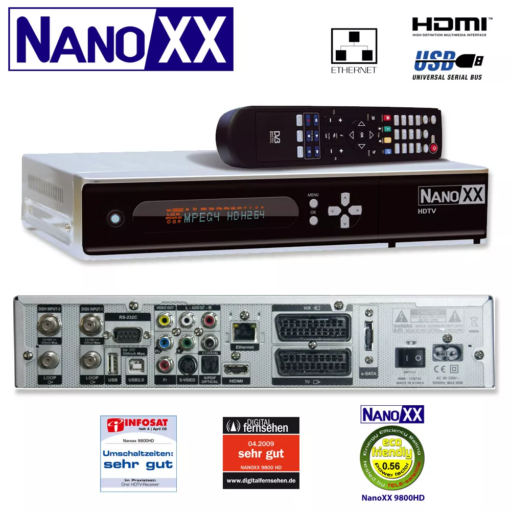 Sat Reciever NanoXX 9800HD HDTV Receiver für den SatellitenEmpfang