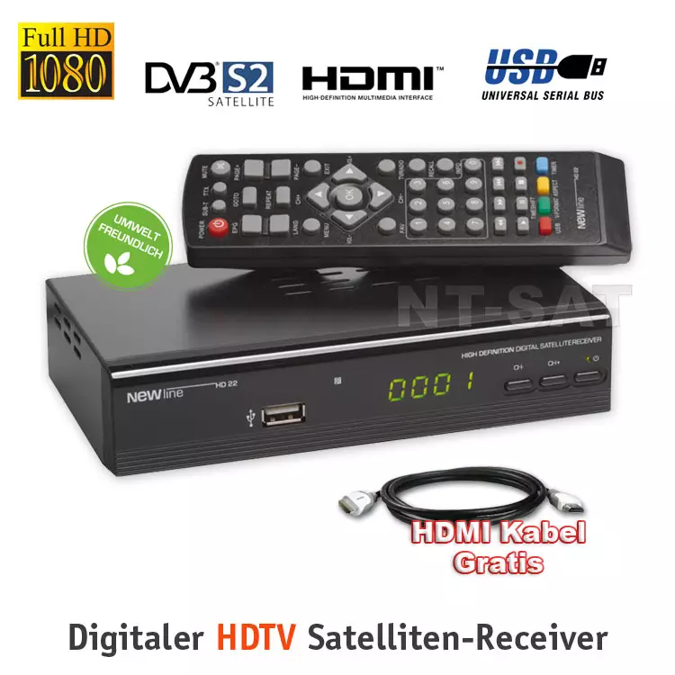 NEWLINE HD22 HDTV Digital Satellite Receiver Reception Newline 3D USB