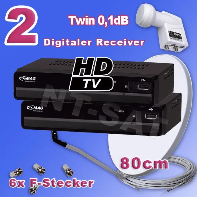 Komplettanlage mit 2 HD Receiver Comag HD25