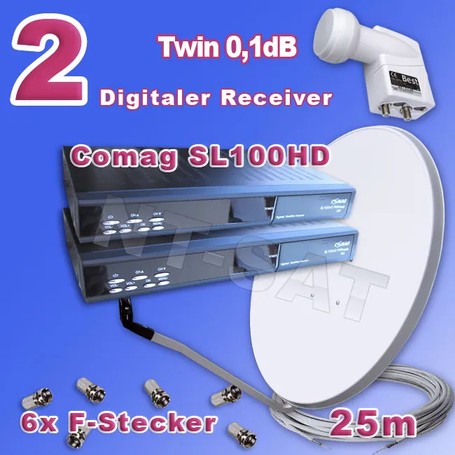 Komplettanlage mit 2 HD Receiver Comag SL 100 HDTV