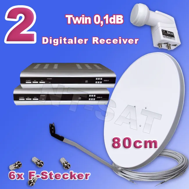 Komplettanlage mit 2 Digitaler SAT-Receiver