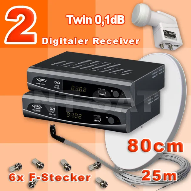 Komplett mit 2 Digital DVB-S Receiver XORO HRS 3500 Komplett mit 2 Digital DVB-S Receiver XORO HRS 3500