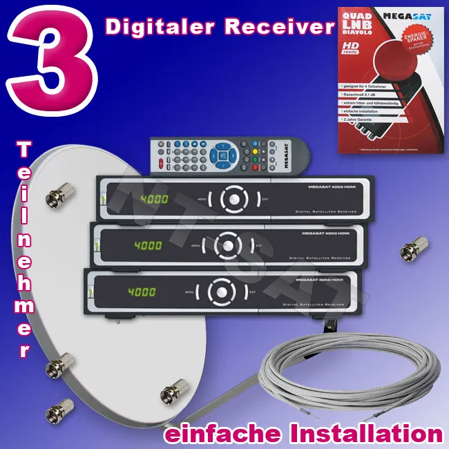 Komplettanlage mit Receiver Megasat 4050 HDMI
