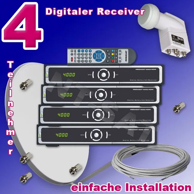Komplettanlage mit 4 Megasat 4050 HDMI