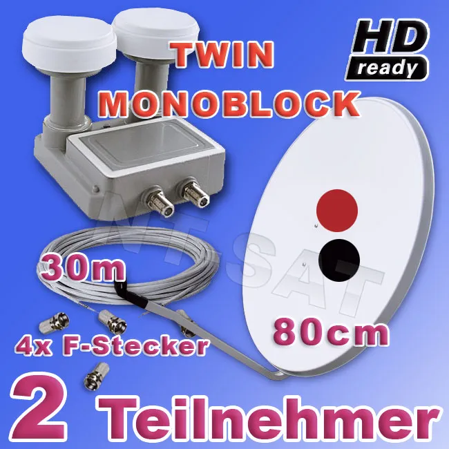 2 Teilnehmer Komplettanlage für 2 Satelliten