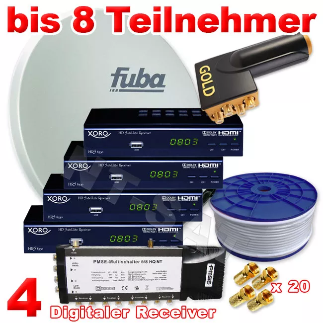 8 Teilnehmer inkl. 4 XORO HRS 8530 + Faval Multischalter 5/8 NT 8 Teilnehmer inkl. 4 XORO HRS 8530 + Faval Multischalter 5/8 NT