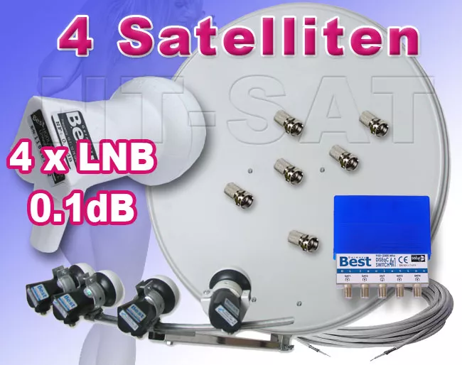 SUPER!!! EMPFANG VON 4 SATELLITEN - Komplettanlage