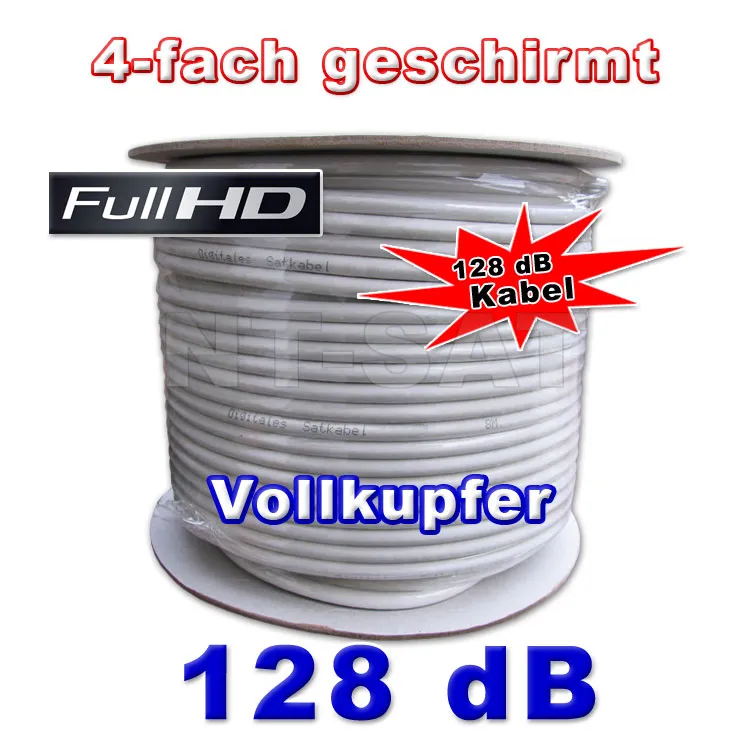 100 Meter Koaxial 128 dB Kabel Weiß, 4-fach geschirmt 100 Meter Koaxial 128 dB Kabel Weiß, 4-fach geschirmt