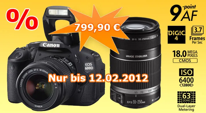 Canon EOS 600D + EF-S 18-55 mm IS II + EF-S 55-250mm IS II Kit