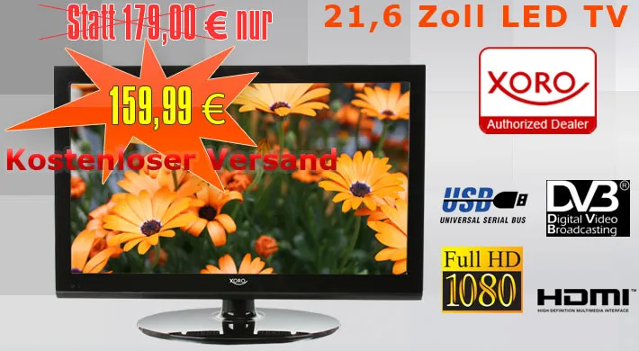 Full-HD LED-Fernseher Xoro HTL 2231D 54,8cm 22 Zoll schwarz