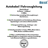 KFZ Stromkabel 2-adrig 2,5mm² Flachleting – FLRYY FLYYF Kupferleitung