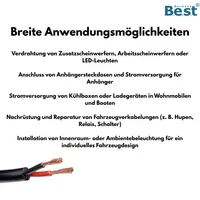 KFZ Stromkabel 2-adrig 2,5mm² Flachleting – FLRYY FLYYF Kupferleitung