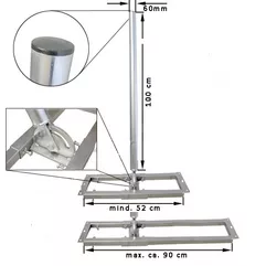 Dachsparrenhalter variabel 52 - 90 cm, 100cm Mast, 60mm