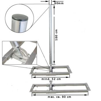 Dachsparrenhalter variabel 52 - 90 cm, 100cm Mast, 60mm