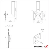 PremiumX 15cm Wandhalter Aluminium SAT Wand Halterung