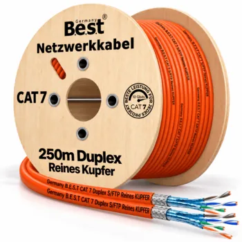 250m Germany B.e.s.t CAT 7 Verlegekabel Duplex Best Gigabit Netzwerkkabel Kupfer LAN 1000Mhz S/FTP Kat 7