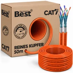 50m Germany B.e.s.t CAT 7 Verlegekabel Duplex Best Gigabit Netzwerkkabel Kupfer LAN 1000Mhz S/FTP Kat 7