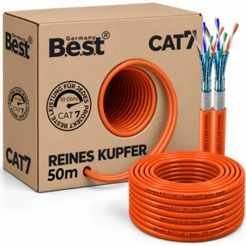 50m Germany B.e.s.t CAT 7 Verlegekabel Duplex Best Gigabit Netzwerkkabel Kupfer LAN 1000Mhz S/FTP Kat 7