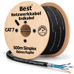 CAT 7 Netzwerkkabel, Verlegekabel Outdoor, Erdkabel LAN, CAT 7 Erdkabel 500m, Gigabit Netzwerkkabel außen, Datenkabel Outdoor UV-beständig,