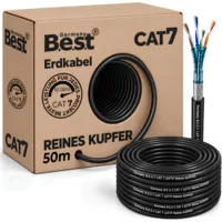 CAT 7 Outdoor-Verlegekabel 50 m - Kupfer, AWG25, S/FTP, Schwarz
