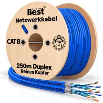 250m Cat 8 Duplex LAN Kabel Verlegekabel Cat8.1 Netzwerkkabel Ethernet Datenkabel Heimnetz 40 Gbit/s
