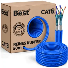 50m B.e.s.t Germany CAT 8 Duplex Netzwerkkabel Verlegekabel 40 Gbit/s CAT8 Datenkabel CAT8.1 LAN