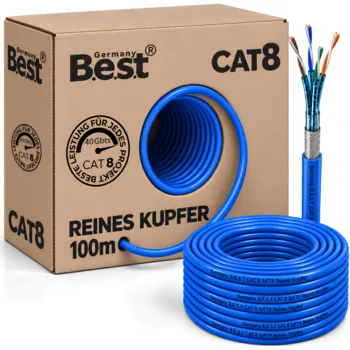 100m CAT 8 Netzwerkkabel Verlegekabel 40 Gbit/s CAT8 Verkabelung Netzwerk Datenkabel CAT8.1 LAN Germany B.e.s.t