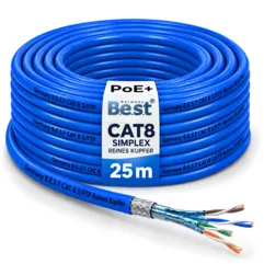 25m CAT8 LAN Verlegekabel Kupfer S/FTP 40Gbit PoE++ LSZH Datenkabel