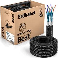 100m CAT 8 Duplex Outdoor Netzwerkkabel Verlegekabel Halogenfrei Installationskabel 40 Gbit/s CAT8 Verkabelung Netzwerk Datenkabel CAT8.1 LAN