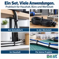 B.e.s.t Kabelbinder Set 1000 Stück schwarz Nylon UV-beständig 150–250 mm