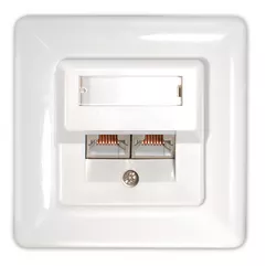 Netzwerkdose LAN-Dose mit Abdeckung weiß