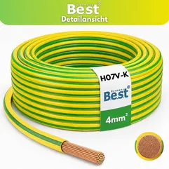 Erdungskabel H07V-K 4mm² grün-gelb Kupferlitze NYAF flexibel 5-100m PV