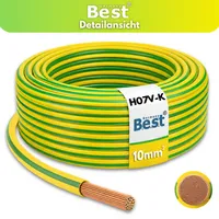 Erdungskabel H07V-K 10mm² grün-gelb Kupferlitze NYAF flexibel 5-100m PV