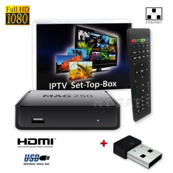 10 x MAG 250 BOX Multimediaplayer Internet TV Box IPTV SET TOP USB HDMI HDTV+ 10x WLAN Stick