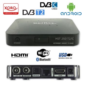 Smart TV Box Android IPTV Quad Core Xoro 250 T2/C Web Box 8GB Internet TV mit Cabel Receiver DVB-T2