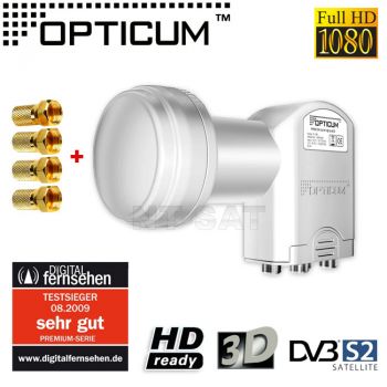 OPTICUM Quad Switch LNB LQP-04H 0,1 db HDTV + 4 vergoldete F-Stecker