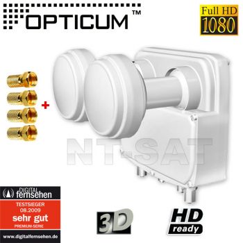 OPTICUM Quad Monoblock LMQP-04H 0,1dB HDTV + 4 vergoldete F-Stecker
