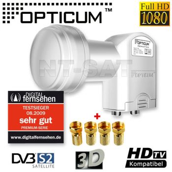 Opticum Premium Twin LNB LTP-04H 0,1 dB + 4 vergoldete F-Stecker