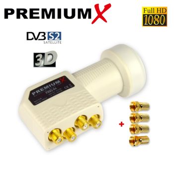 PremiumX Quad LNB 0,1dB Digital HDTV FullHD 3D tauglich