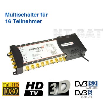 Multischalter PXMS 5/16 Multiswitch Matrix 16 Teilnehmer Switch Sat Digital FULLHD 3D