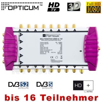 OPTICUM OMS 5/16 Multischalter DIGITAL 16 Teilnehmer Full HD 3D Multiswitch neu